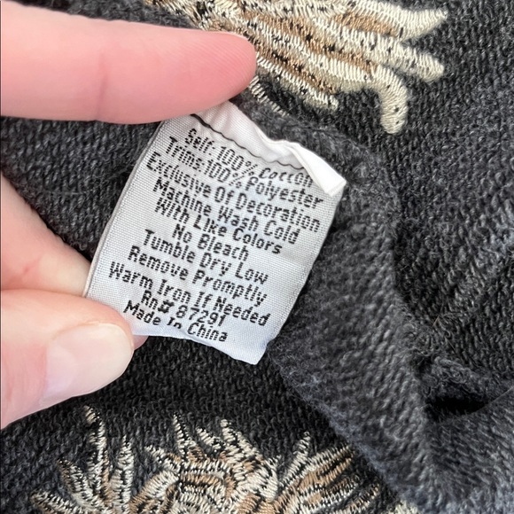 Johnny Was Margarit Wrap Embroidered Cardigan Kimono Gray Womens L Boho Folk - Picture 12 of 13